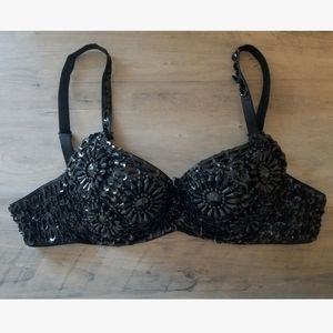 Beaded/sequinned black bra